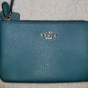 Coach Wristlet F87590 Leather Wallet - Dark Teal